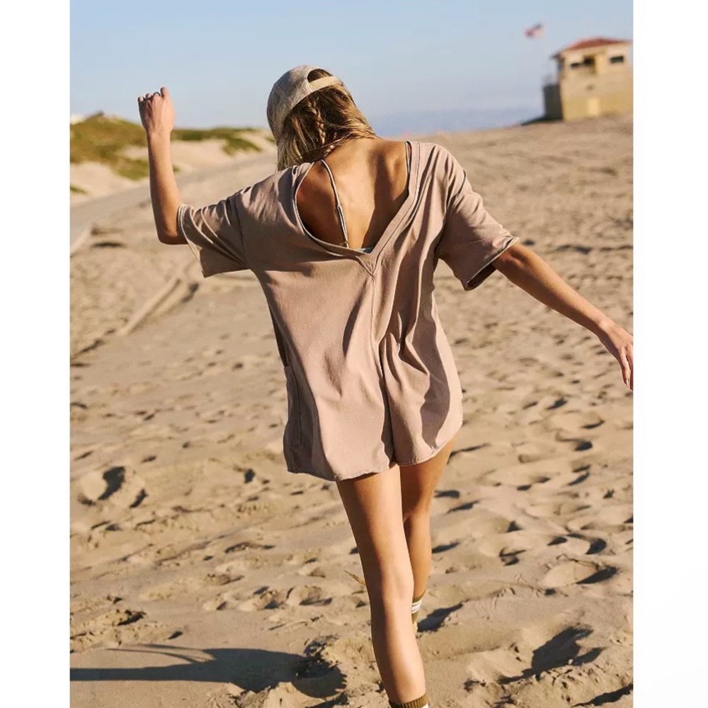 FP Movement by Free People Taupe V-Back Tee
